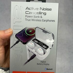 NWT AIWA Bluetooth Active Noise Cancelling Earphones with Power Bank